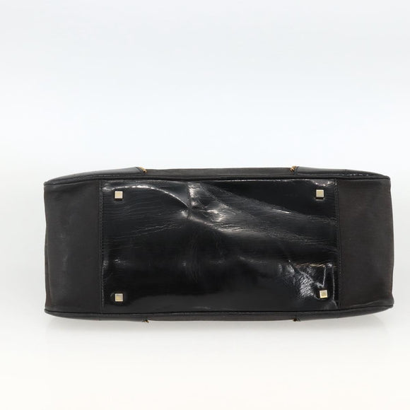 Christian Dior Trotter Canvas Hand Bag Black Gold Auth SW2172A