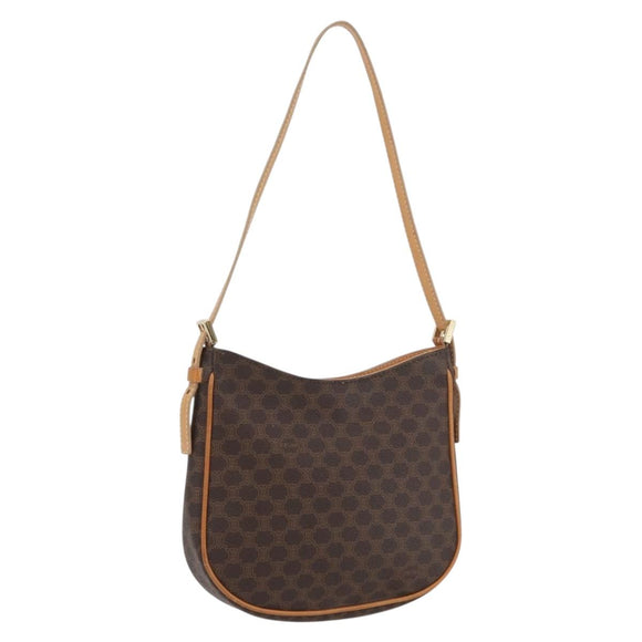 CELINE Macadam Canvas Hand Bag PVC Leather Brown Gold Auth SW2174A