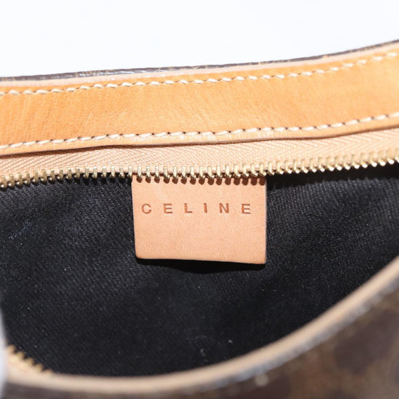 CELINE Macadam Canvas Hand Bag PVC Leather Brown Gold Auth SW2174A