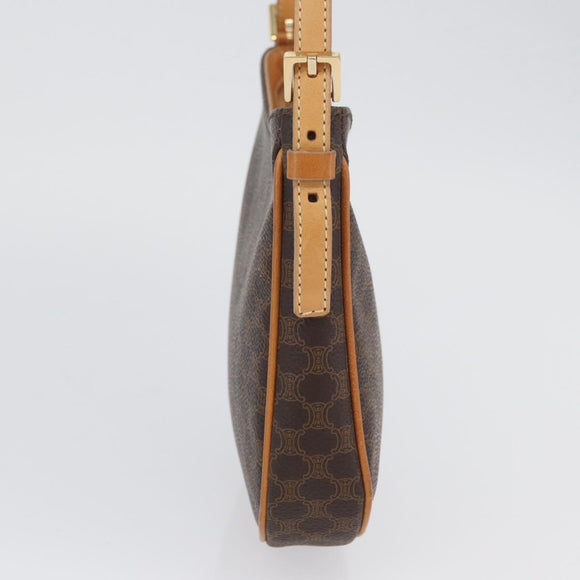 CELINE Macadam Canvas Hand Bag PVC Leather Brown Gold Auth SW2174A