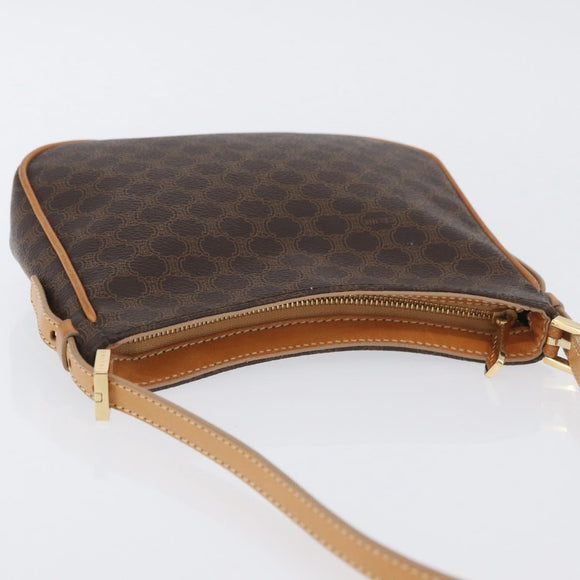 CELINE Macadam Canvas Hand Bag PVC Leather Brown Gold Auth SW2174A