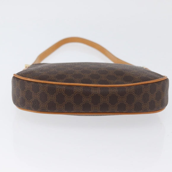 CELINE Macadam Canvas Hand Bag PVC Leather Brown Gold Auth SW2174A