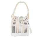 BURBERRY Nova Check Hand Bag Canvas Leather Silver White Auth SW2175-1