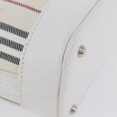 BURBERRY Nova Check Hand Bag Canvas Leather Silver White Auth SW2175-10