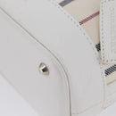 BURBERRY Nova Check Hand Bag Canvas Leather Silver White Auth SW2175-11