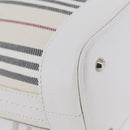 BURBERRY Nova Check Hand Bag Canvas Leather Silver White Auth SW2175-12
