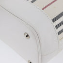 BURBERRY Nova Check Hand Bag Canvas Leather Silver White Auth SW2175-13