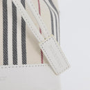 BURBERRY Nova Check Hand Bag Canvas Leather Silver White Auth SW2175-15