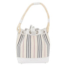 BURBERRY Nova Check Hand Bag Canvas Leather Silver White Auth SW2175-2