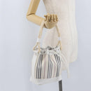 BURBERRY Nova Check Hand Bag Canvas Leather Silver White Auth SW2175-23