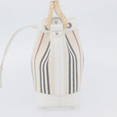 BURBERRY Nova Check Hand Bag Canvas Leather Silver White Auth SW2175-4