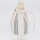BURBERRY Nova Check Hand Bag Canvas Leather Silver White Auth SW2175-5