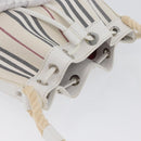 BURBERRY Nova Check Hand Bag Canvas Leather Silver White Auth SW2175-6
