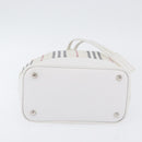 BURBERRY Nova Check Hand Bag Canvas Leather Silver White Auth SW2175-9