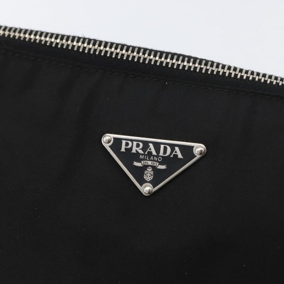PRADA Shoulder Bag Nylon Leather Silver Black Auth SW2177A