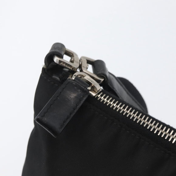PRADA Shoulder Bag Nylon Leather Silver Black Auth SW2177A
