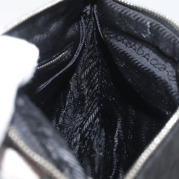 PRADA Shoulder Bag Nylon Leather Silver Black Auth SW2177A