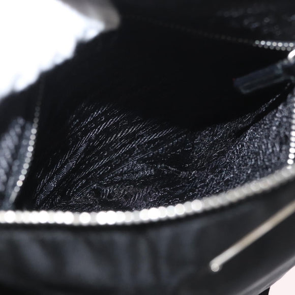 PRADA Shoulder Bag Nylon Leather Silver Black Auth SW2177A