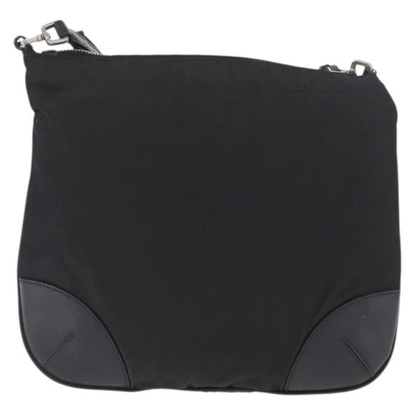 PRADA Shoulder Bag Nylon Leather Silver Black Auth SW2177A