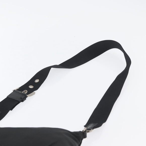 PRADA Shoulder Bag Nylon Leather Silver Black Auth SW2177A