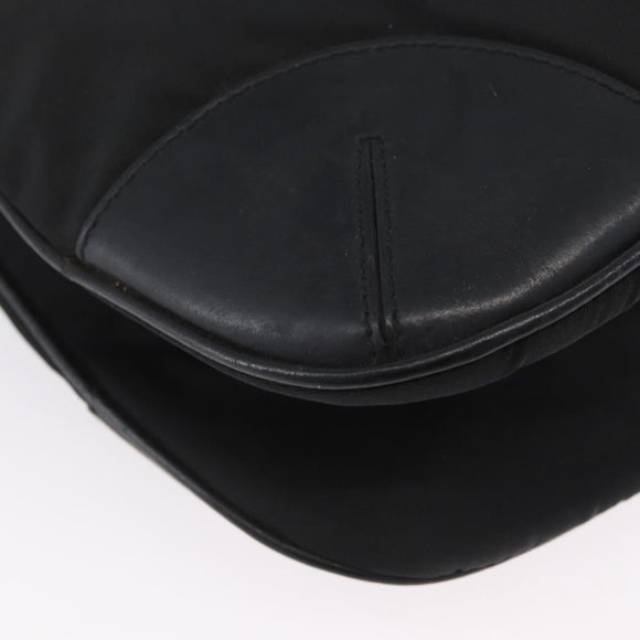 PRADA Shoulder Bag Nylon Leather Silver Black Auth SW2177A