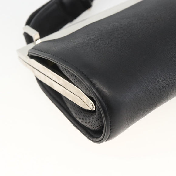 LOEWE Shoulder Bag Leather Silver Black Auth SW2182V