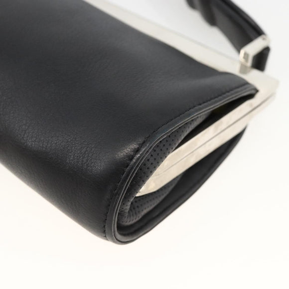 LOEWE Shoulder Bag Leather Silver Black Auth SW2182V