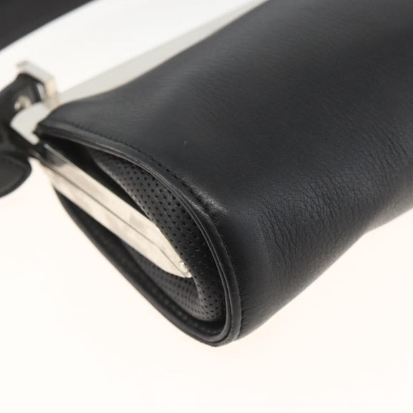 LOEWE Shoulder Bag Leather Silver Black Auth SW2182V