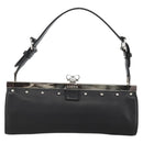 LOEWE Shoulder Bag Leather Silver Black Auth SW2182V-13