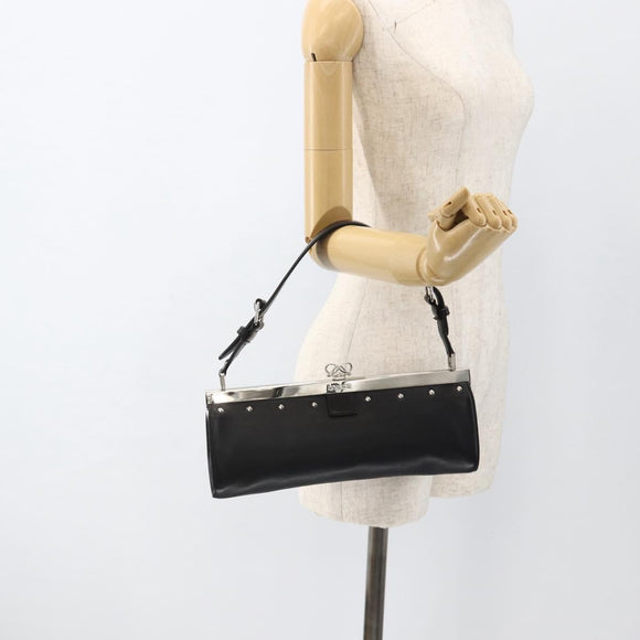 LOEWE Shoulder Bag Leather Silver Black Auth SW2182V