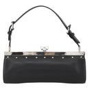 LOEWE Shoulder Bag Leather Silver Black Auth SW2182V-2