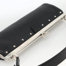 LOEWE Shoulder Bag Leather Silver Black Auth SW2182V-6