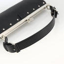 LOEWE Shoulder Bag Leather Silver Black Auth SW2182V-7