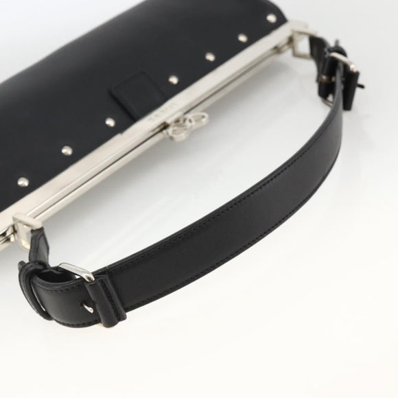 LOEWE Shoulder Bag Leather Silver Black Auth SW2182V