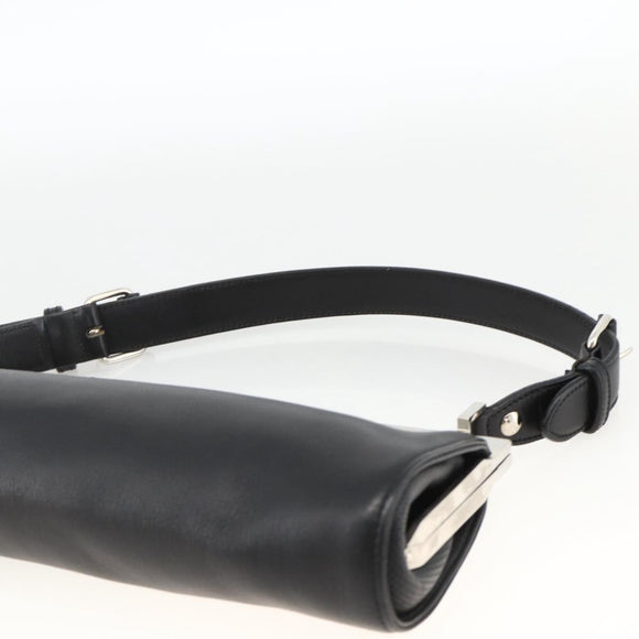 LOEWE Shoulder Bag Leather Silver Black Auth SW2182V