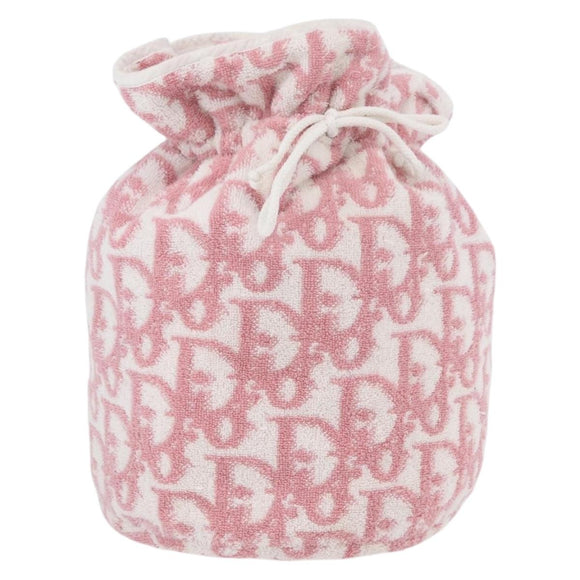 Christian Dior Trotter Canvas Purse Hand Bag pile Pink Auth SW2186A