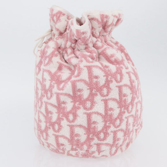 Christian Dior Trotter Canvas Purse Hand Bag pile Pink Auth SW2186A