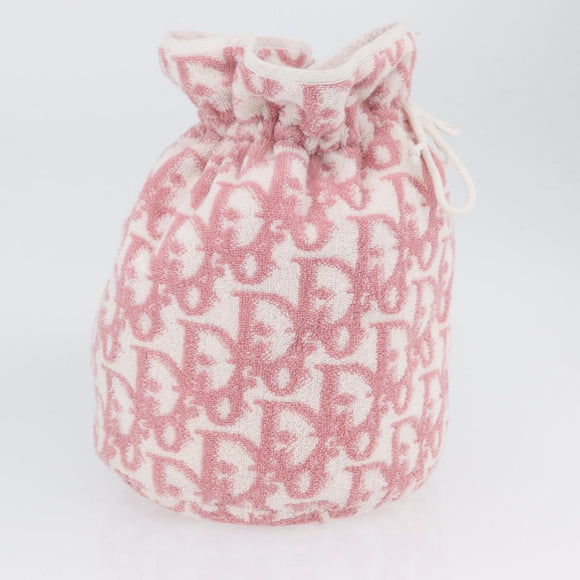 Christian Dior Trotter Canvas Purse Hand Bag pile Pink Auth SW2186A