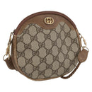 GUCCI GG Supreme Shoulder Bag PVC Beige Gold Auth SW2190-1