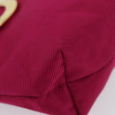 CELINE Circle Pouch Nylon Pink Gold Auth SW2195A-10