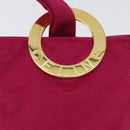 CELINE Circle Pouch Nylon Pink Gold Auth SW2195A-14