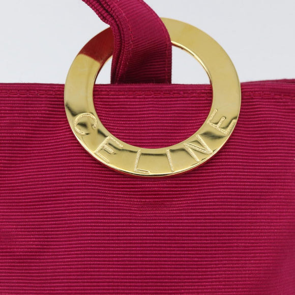CELINE Circle Pouch Nylon Pink Gold Auth SW2195A