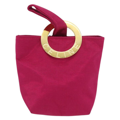 CELINE Circle Pouch Nylon Pink Gold Auth SW2195A - 0