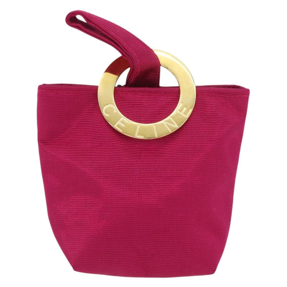 CELINE Circle Pouch Nylon Pink Gold Auth SW2195A