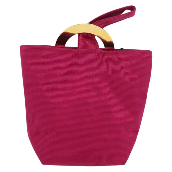 CELINE Circle Pouch Nylon Pink Gold Auth SW2195A