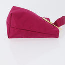 CELINE Circle Pouch Nylon Pink Gold Auth SW2195A-4