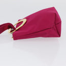 CELINE Circle Pouch Nylon Pink Gold Auth SW2195A-5