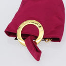 CELINE Circle Pouch Nylon Pink Gold Auth SW2195A-6