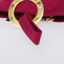 CELINE Circle Pouch Nylon Pink Gold Auth SW2195A-7