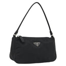 PRADA Hand Pouch Nylon Black Silver Auth SW2198-1